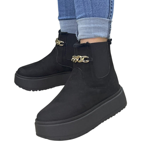 BABUCHA CADENA GAMUZA NEGRA