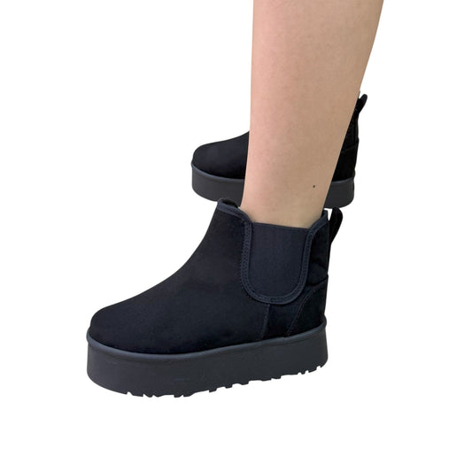 Babucha Negra con Plataforma y Resorte – Acolchada, Cómoda y Perfecta para Clima Frío