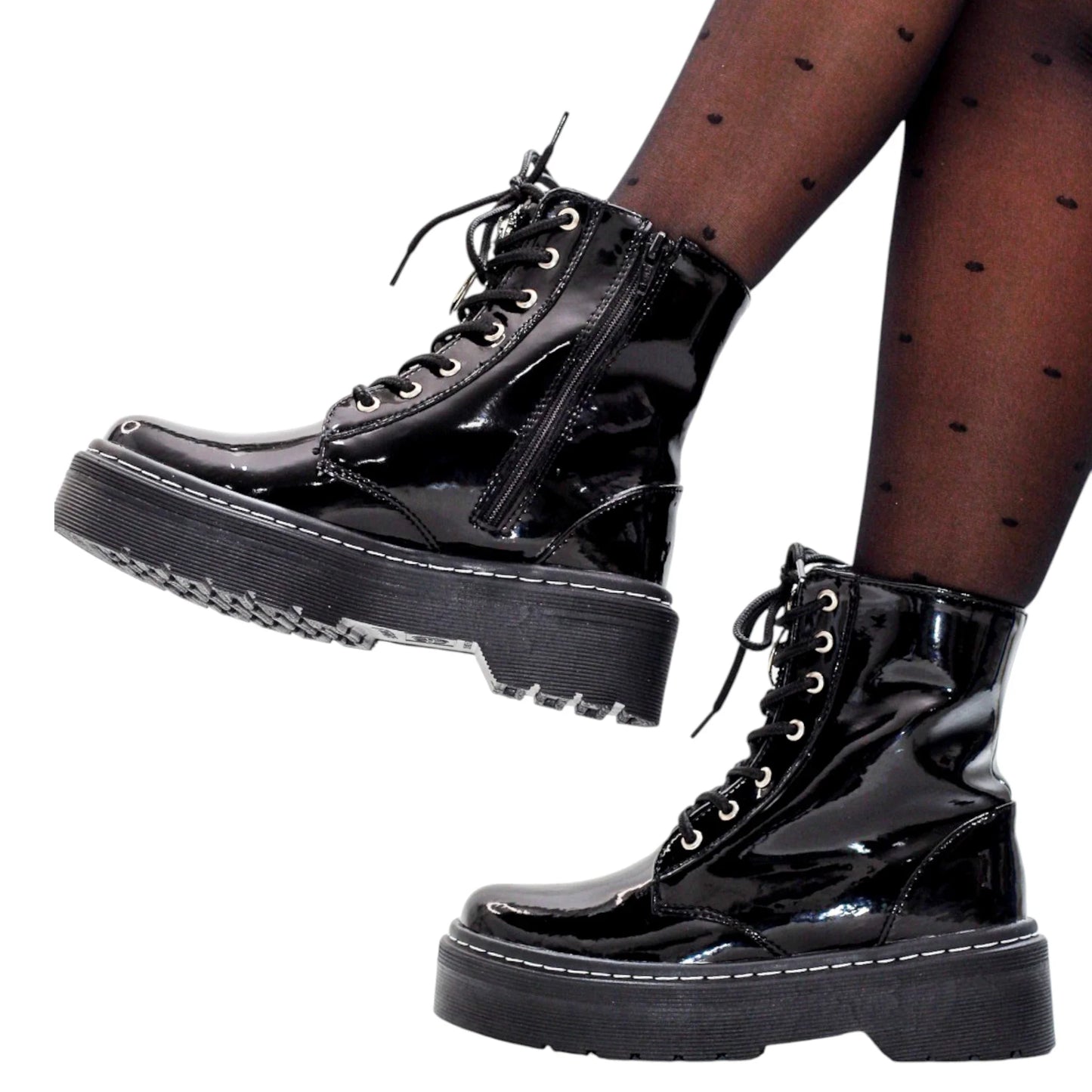 BOTIN PLANO CORDONES DR MARTIN CREMALLERA NEGRO CON CREMALLERA