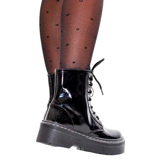 BOTIN PLANO CORDONES DR MARTIN CREMALLERA NEGRO CON CREMALLERA