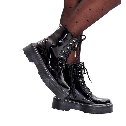 BOTIN PLANO CORDONES DR MARTIN CREMALLERA NEGRO CON CREMALLERA