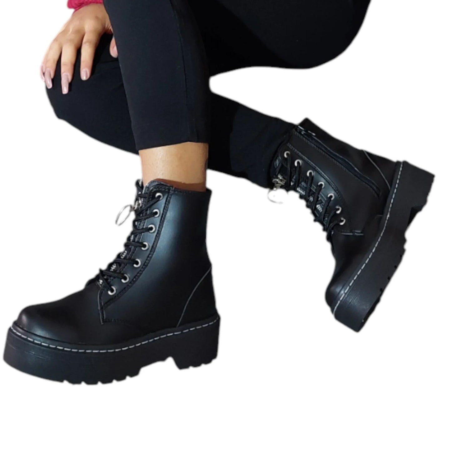 BOTIN PLANO CORDONES DR MARTIN CREMALLERA NEGRO CON CREMALLERA