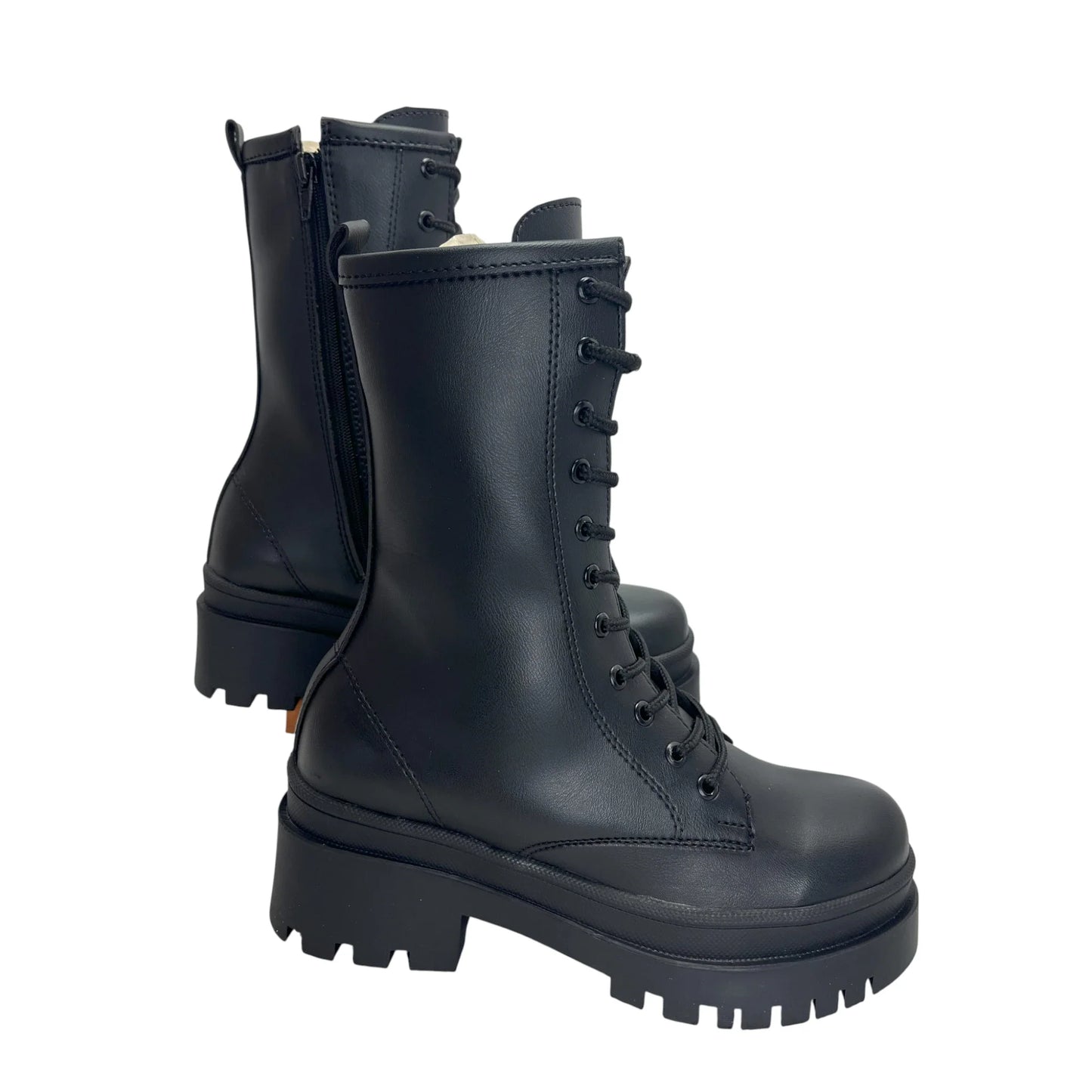 BOTIN PLANO CORDONES DR MARTIN LARGA NEGRO CON CREMALLERA