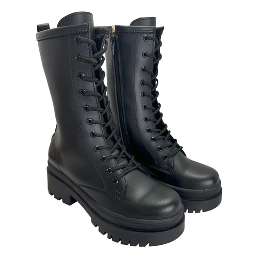 BOTIN PLANO CORDONES DR MARTIN LARGA NEGRO CON CREMALLERA