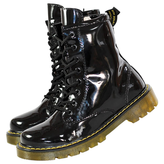 BOTIN PLANO CORDONES DR MARTIN PLANA NEGRO SUELA 2.0 CM