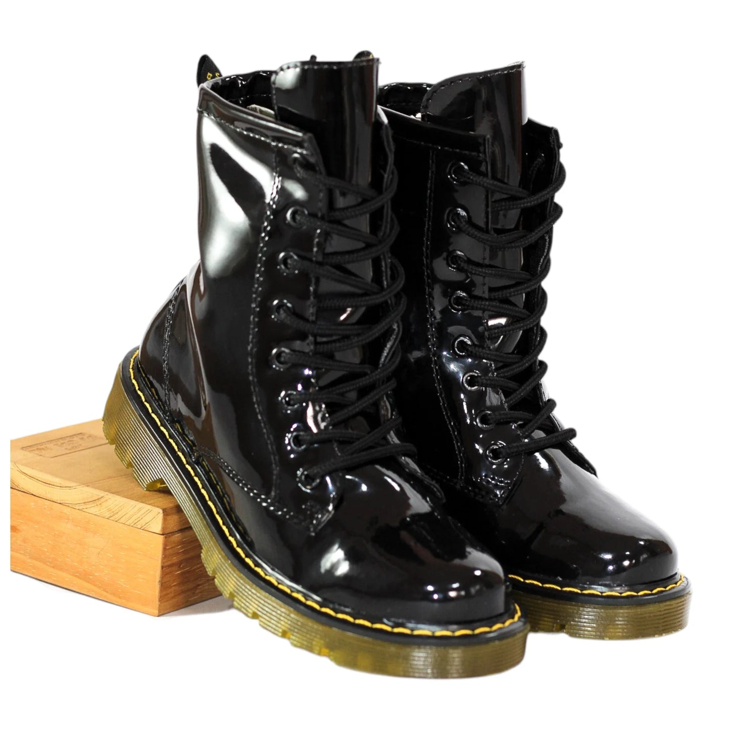 BOTIN PLANO CORDONES DR MARTIN PLANA NEGRO SUELA 2.0 CM