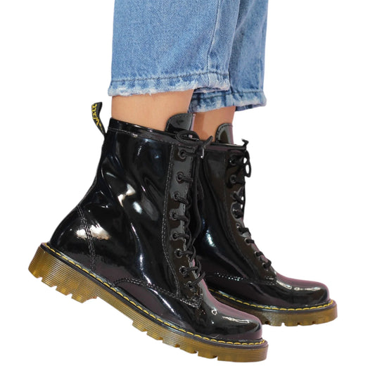 BOTIN PLANO CORDONES DR MARTIN PLANA NEGRO SUELA 2.0 CM