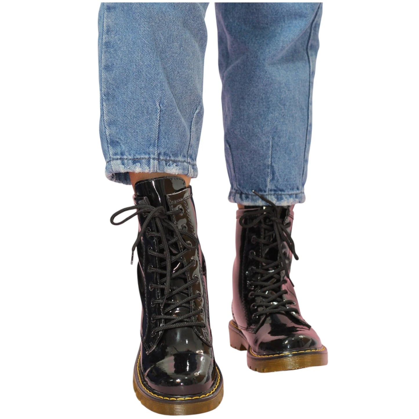 BOTIN PLANO CORDONES DR MARTIN PLANA NEGRO SUELA 2.0 CM