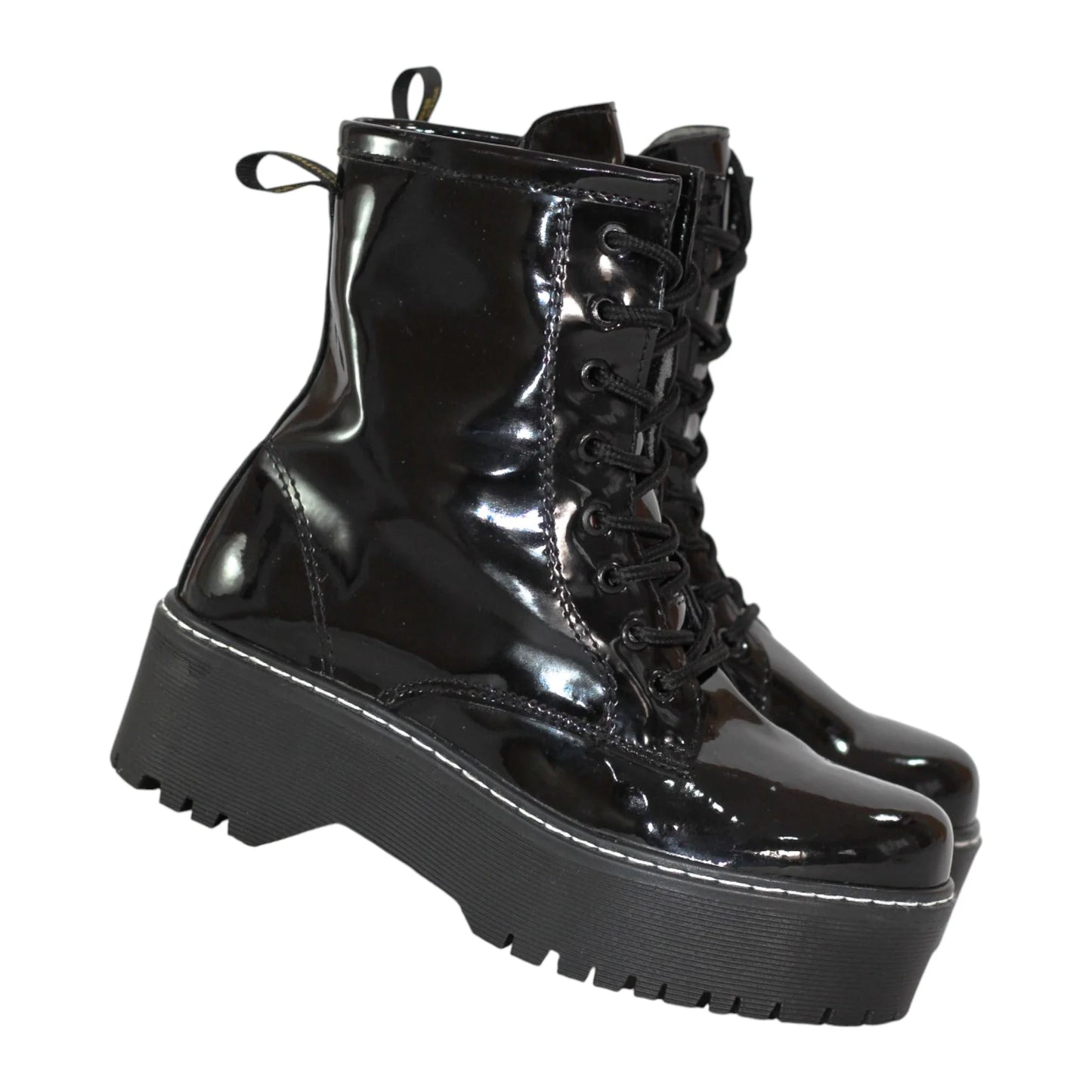 BOTIN PLANO CORDONES DR MARTIN PLATAFORMA NEGRO SUELA 4.0 CM