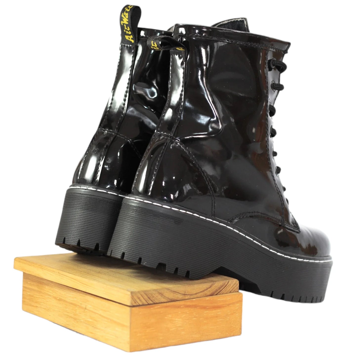BOTIN PLANO CORDONES DR MARTIN PLATAFORMA NEGRO SUELA 4.0 CM