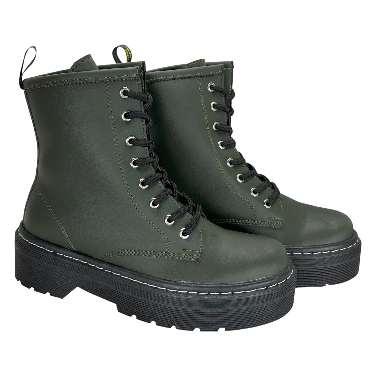 BOTIN PLANO CORDONES DR MARTIN PLATAFORMA VERDE SUELA 4.0 CM
