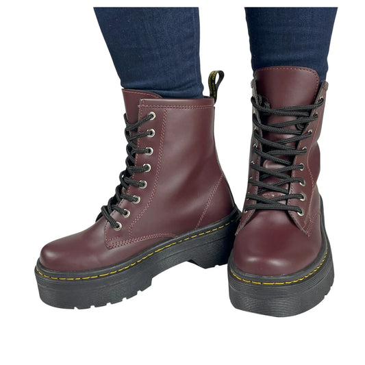 BOTIN PLANO CORDONES DR MARTIN PLATAFORMA VINOTINTO SUELA 4.0 CM