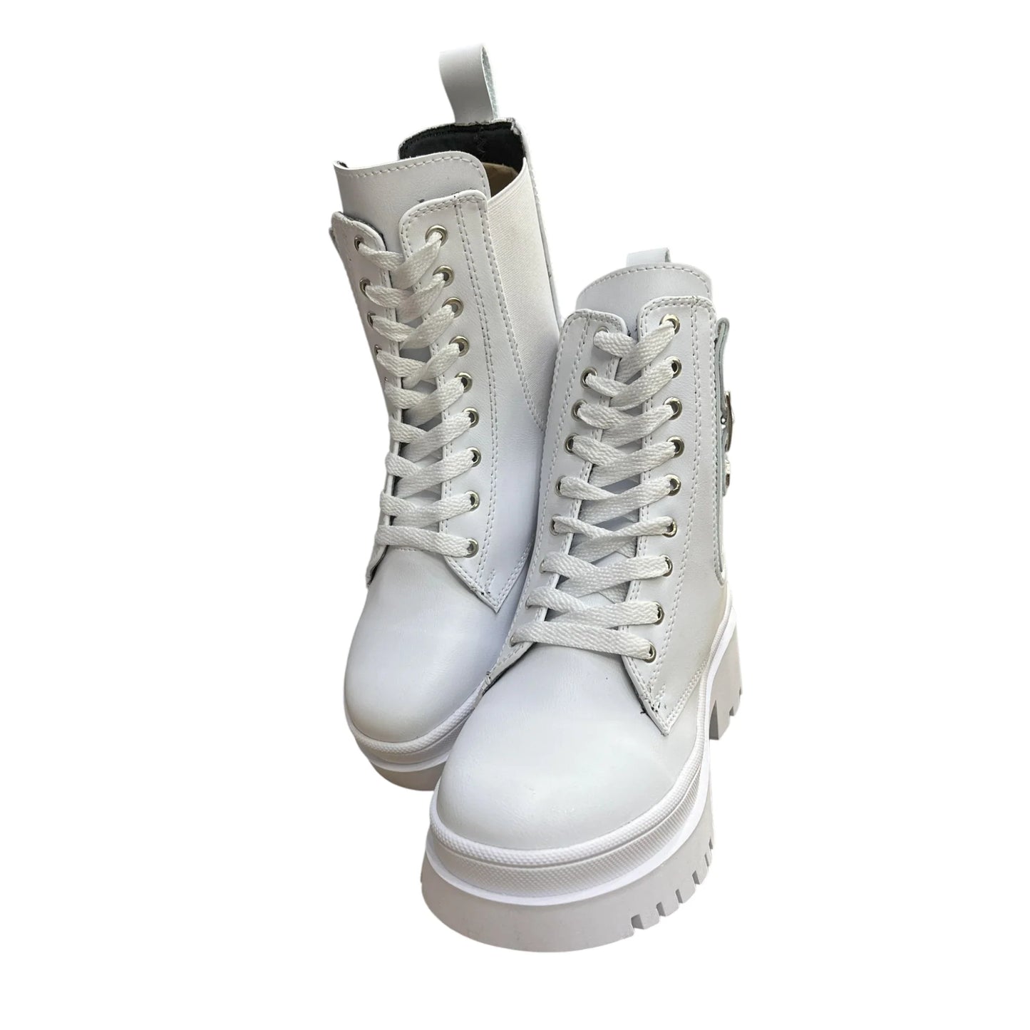 BOTIN PLANO CORDONES EMILY BLANCO CON HEBILLA
