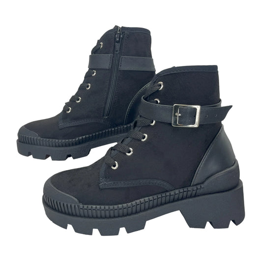 BOTIN PLANO CORDONES JADE NEGRO CON HEBILLA