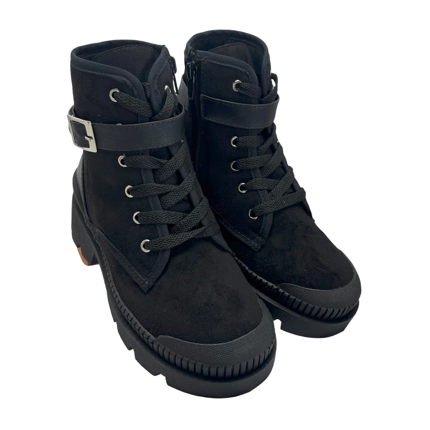 BOTIN PLANO CORDONES JADE NEGRO CON HEBILLA