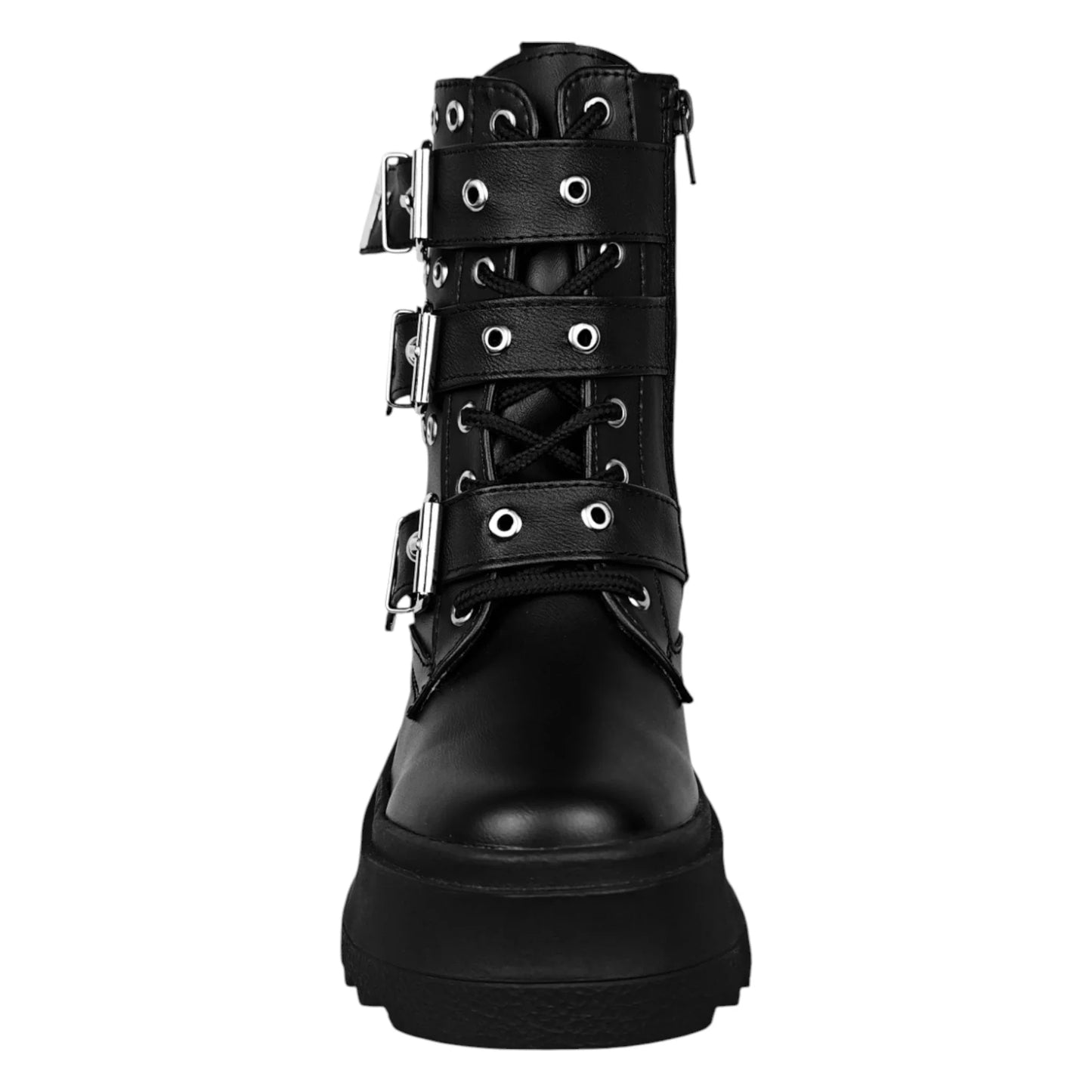 BOTIN PLANO CORDONES METACHA NEGRO CON HEBILLA