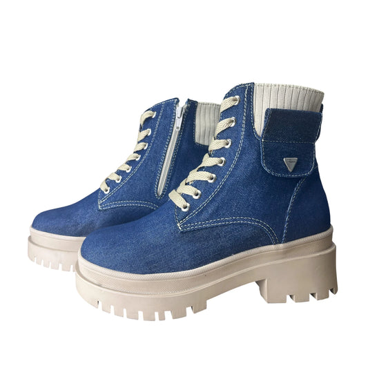 BOTIN PLANO CORDONES SOFY AZUL CON CREMALLERA