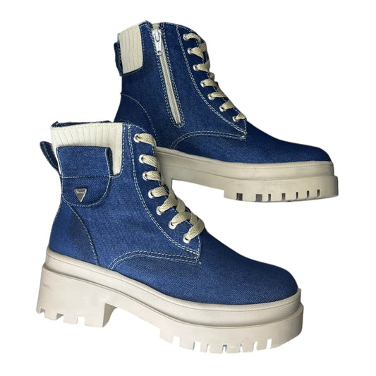 BOTIN PLANO CORDONES SOFY AZUL CON CREMALLERA