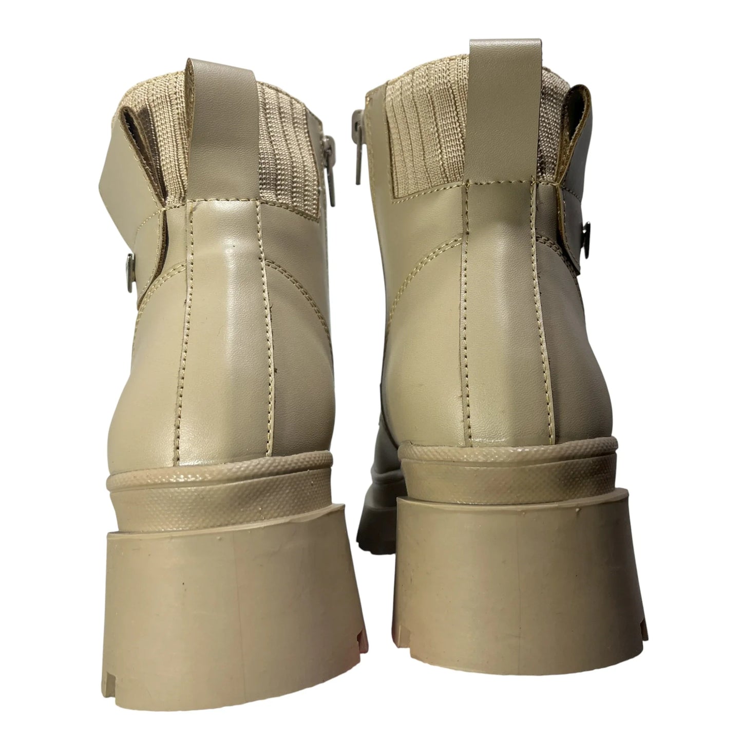 BOTIN PLANO CORDONES SOFY BEIGE CON CREMALLERA