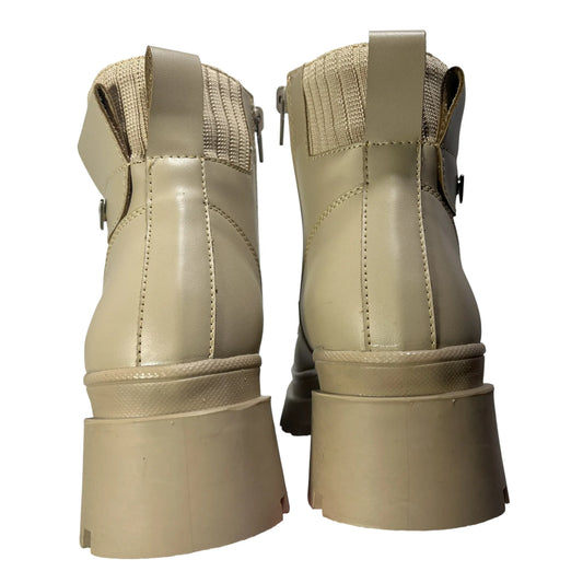 BOTIN PLANO CORDONES SOFY BEIGE CON CREMALLERA