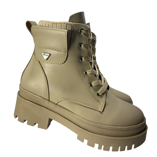 BOTIN PLANO CORDONES SOFY BEIGE CON CREMALLERA