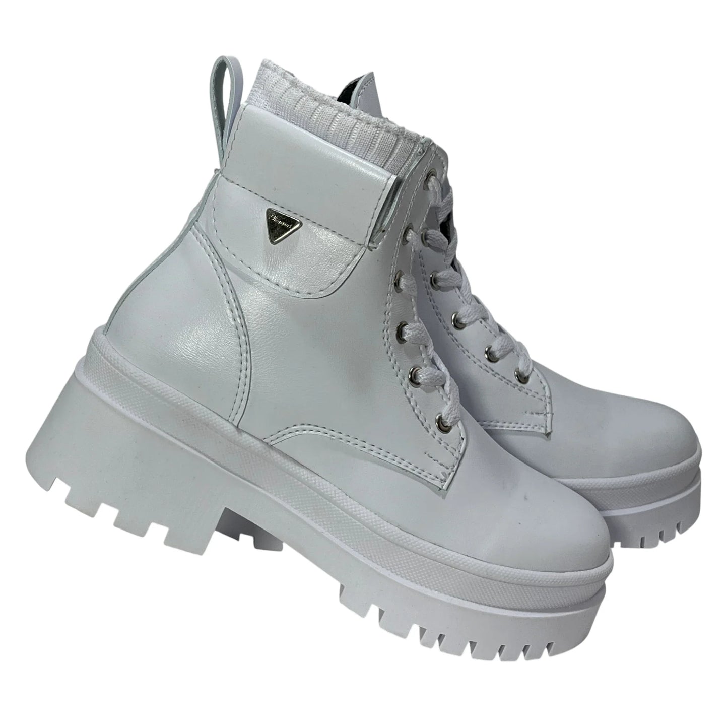BOTIN PLANO CORDONES SOFY BLANCO CON CREMALLERA
