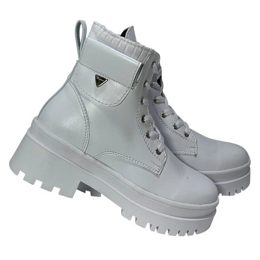 BOTIN PLANO CORDONES SOFY BLANCO CON CREMALLERA