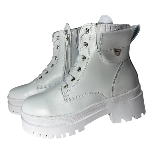 BOTIN PLANO CORDONES SOFY BLANCO CON CREMALLERA