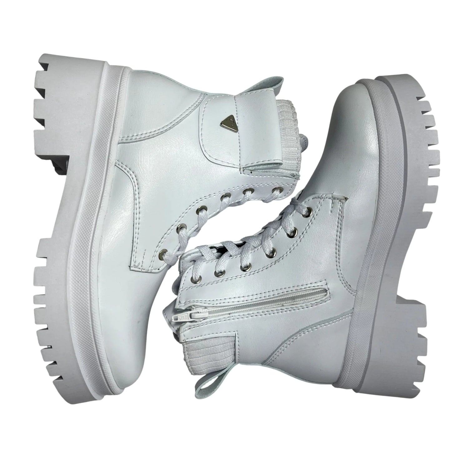 BOTIN PLANO CORDONES SOFY BLANCO CON CREMALLERA