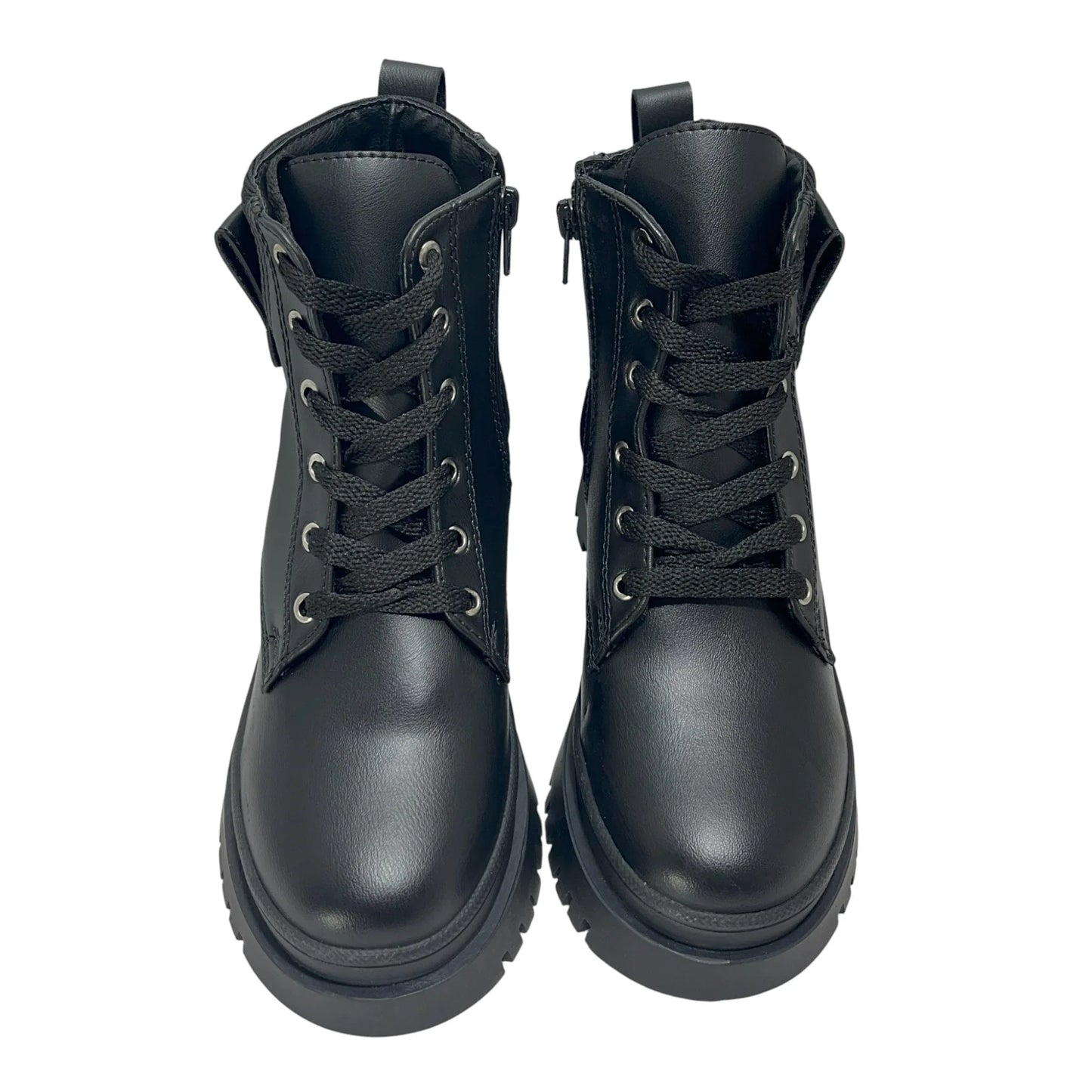 BOTIN PLANO CORDONES SOFY NEGRO CON CREMALLERA