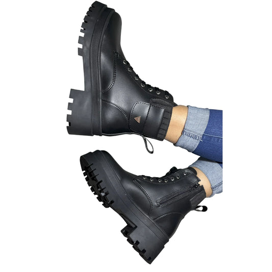 BOTIN PLANO CORDONES SOFY NEGRO CON CREMALLERA