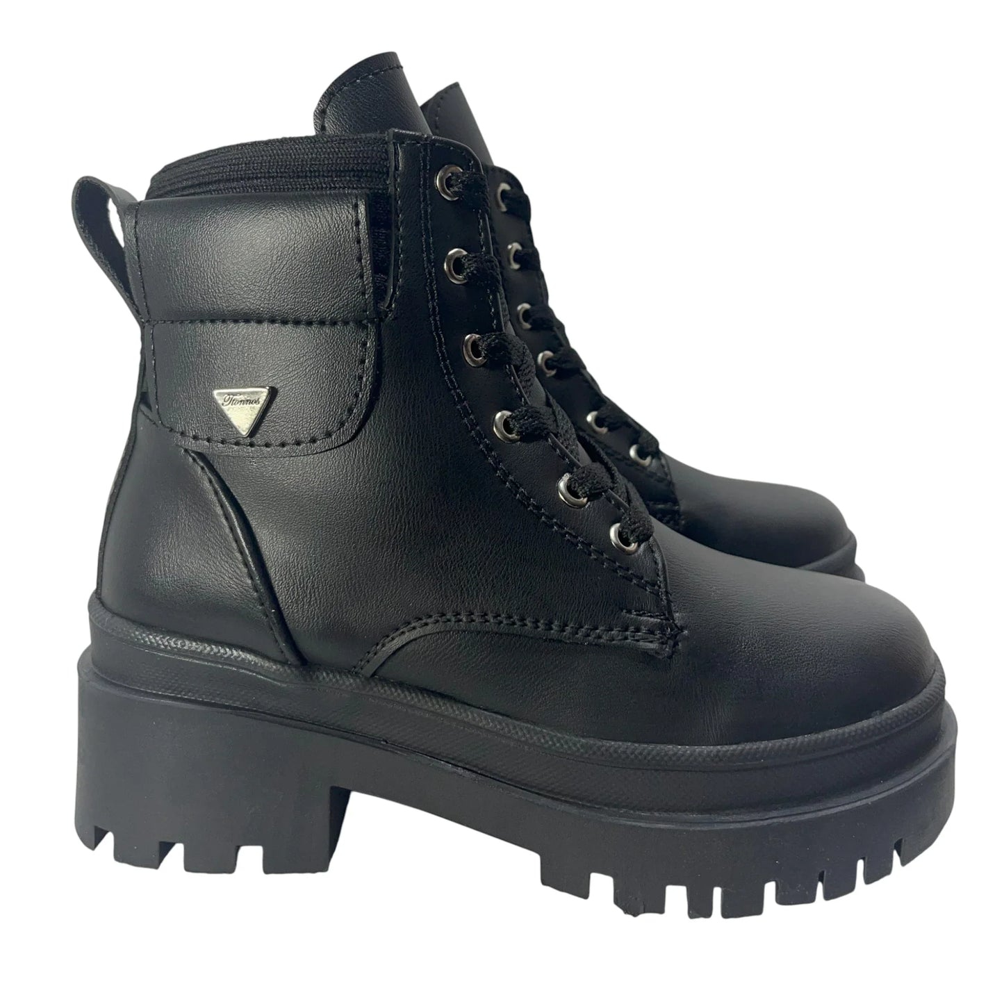 BOTIN PLANO CORDONES SOFY NEGRO CON CREMALLERA
