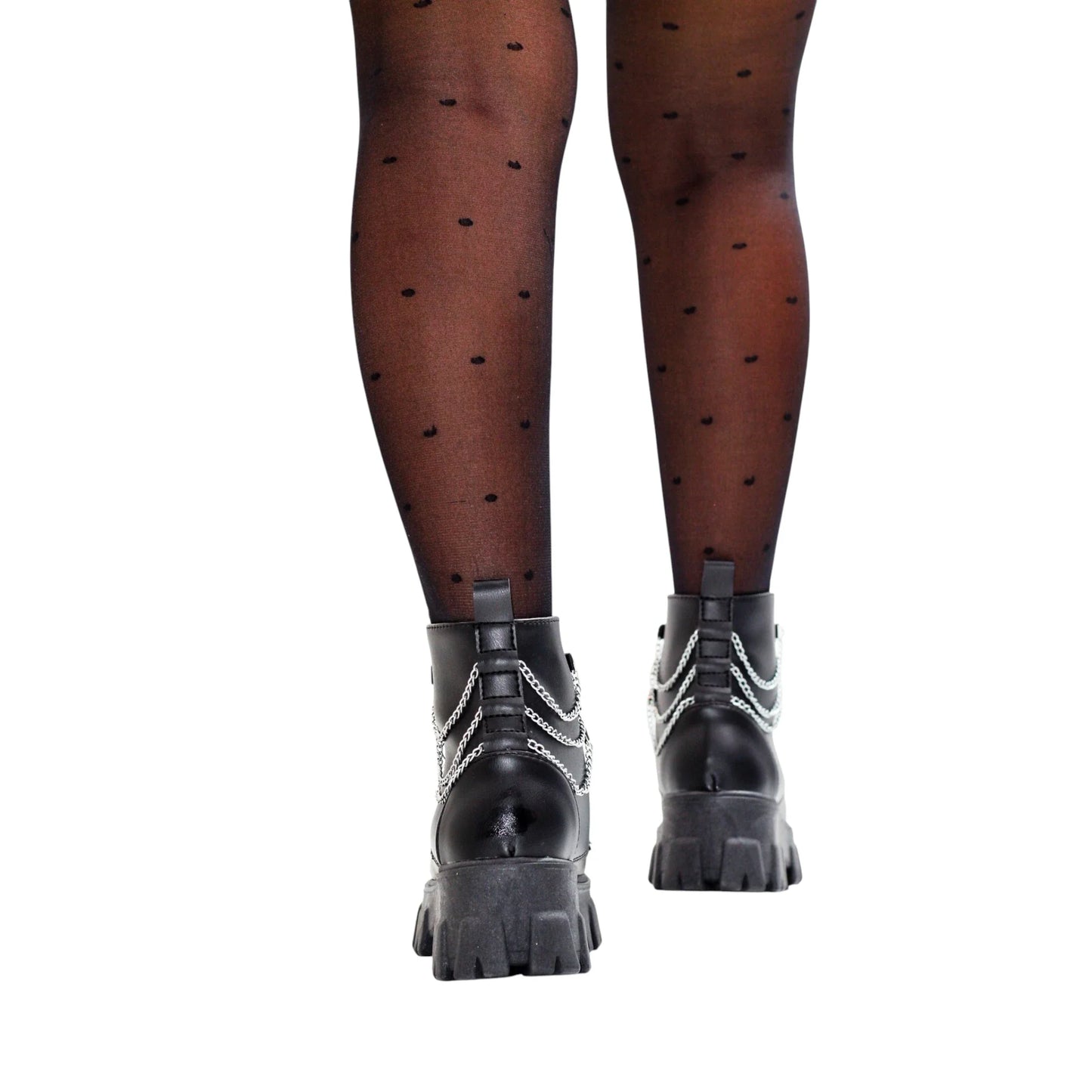 BOTIN PLANO CORDONES SUECIA NEGRO CON CADENA