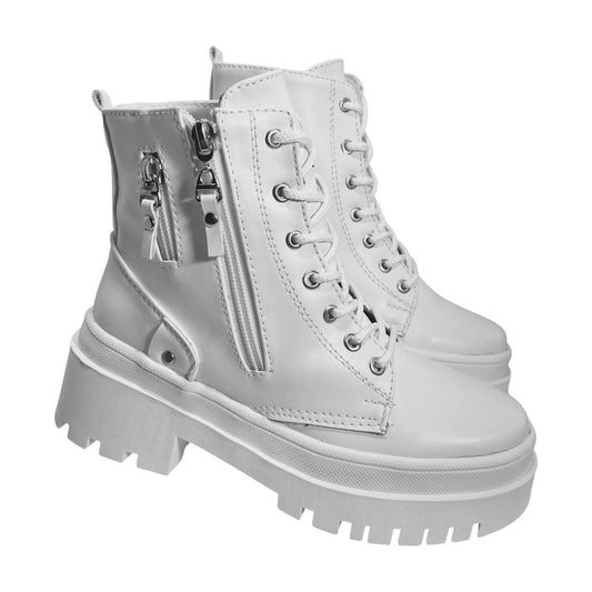 BOTIN PLANO CORDONES VALERY BLANCO CON CREMALLERA