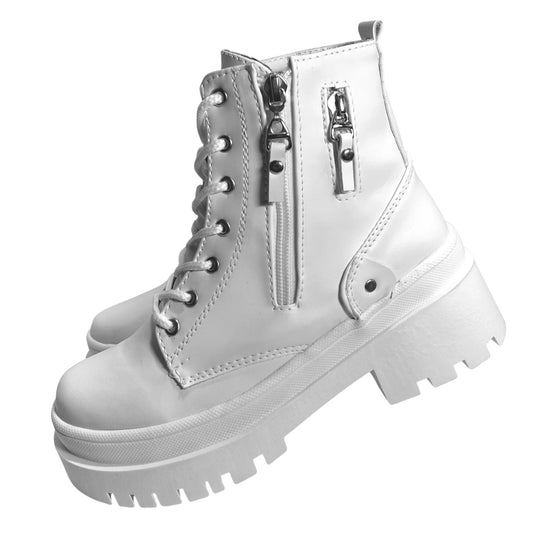 BOTIN PLANO CORDONES VALERY BLANCO CON CREMALLERA