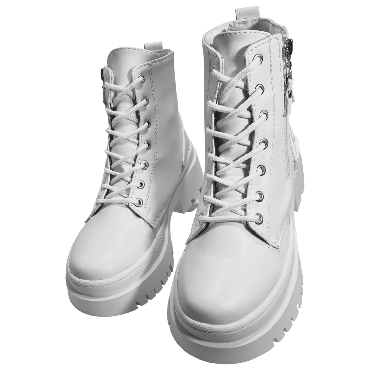 BOTIN PLANO CORDONES VALERY BLANCO CON CREMALLERA