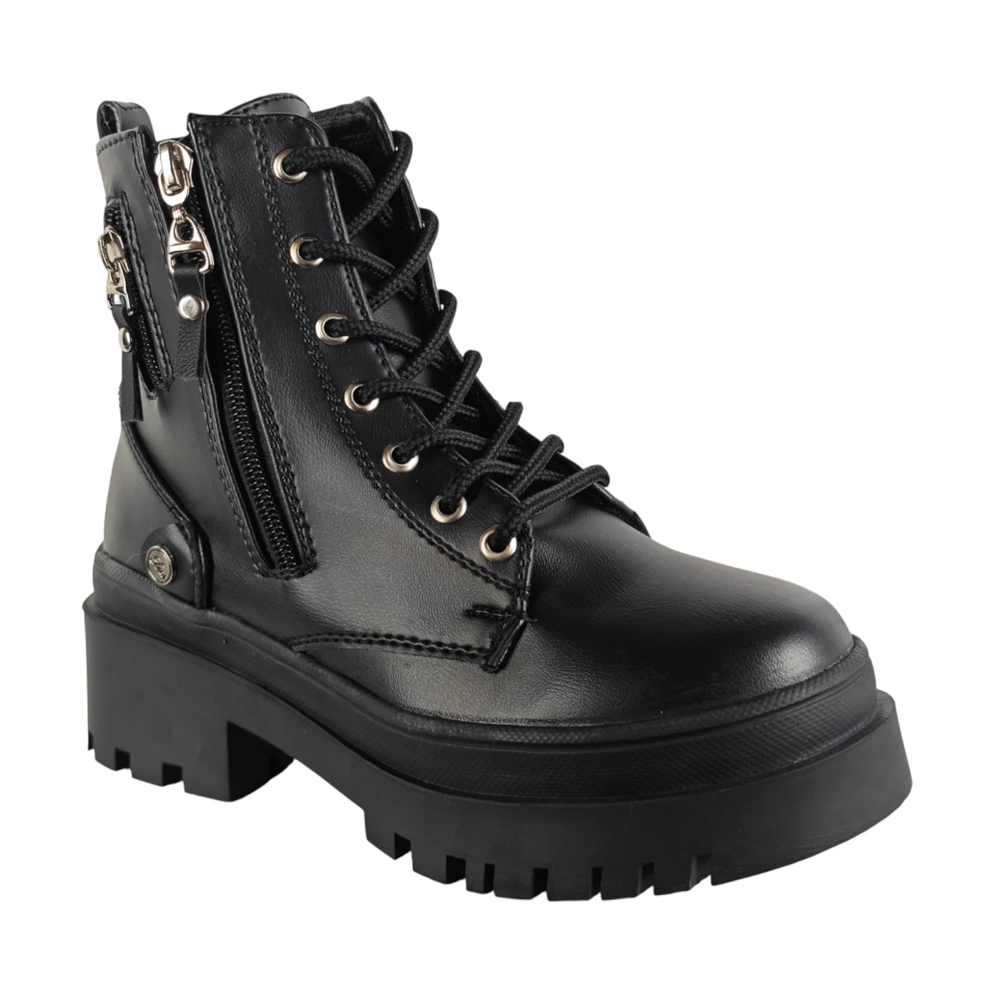 BOTIN PLANO CORDONES VALERY NEGRO CON CREMALLERA