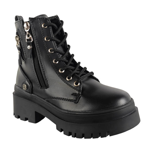 BOTIN PLANO CORDONES VALERY NEGRO CON CREMALLERA