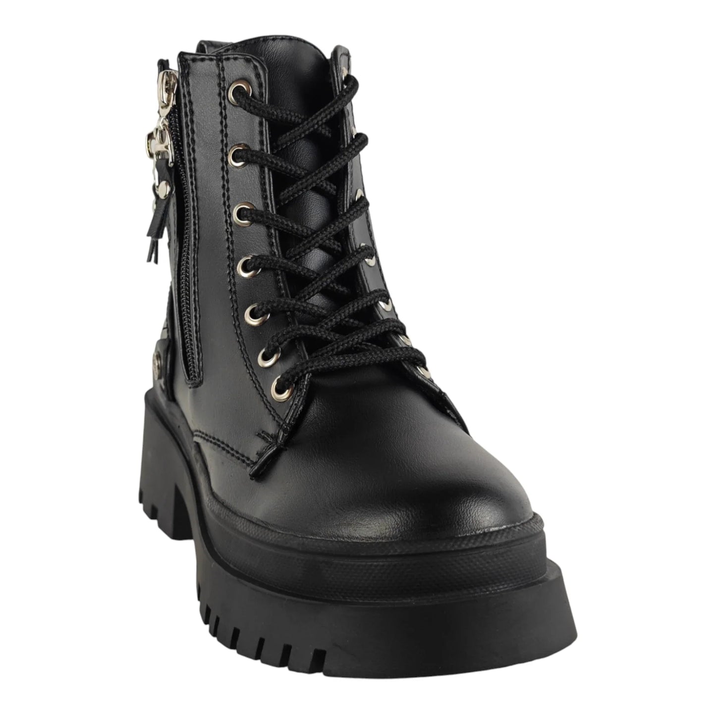 BOTIN PLANO CORDONES VALERY NEGRO CON CREMALLERA