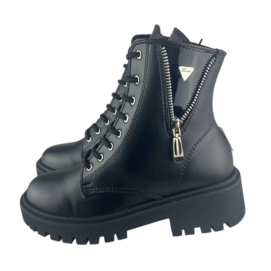 BOTIN PLANO CORDONES VANESSA NEGRO CON CREMALLERA