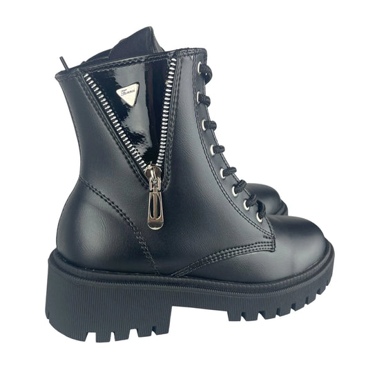BOTIN PLANO CORDONES VANESSA NEGRO CON CREMALLERA