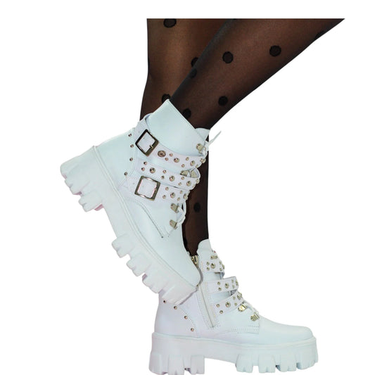 BOTIN PLANO CORDONES ZARACK BLANCO CON HEBILLA