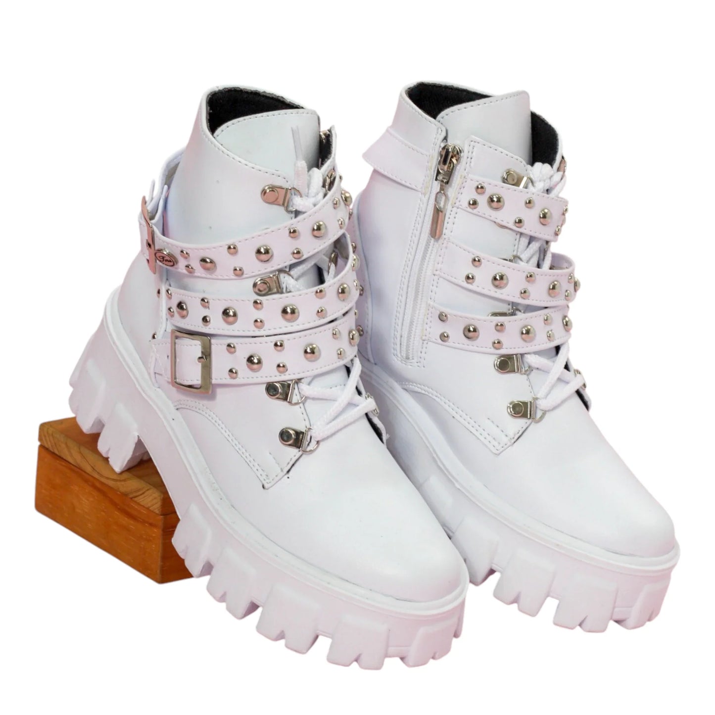 BOTIN PLANO CORDONES ZARACK BLANCO CON HEBILLA