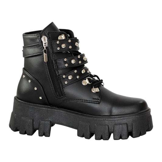 BOTIN PLANO CORDONES ZARACK NEGRO CON HEBILLA