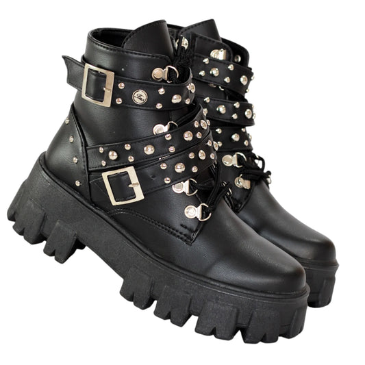 BOTIN PLANO CORDONES ZARACK NEGRO CON HEBILLA