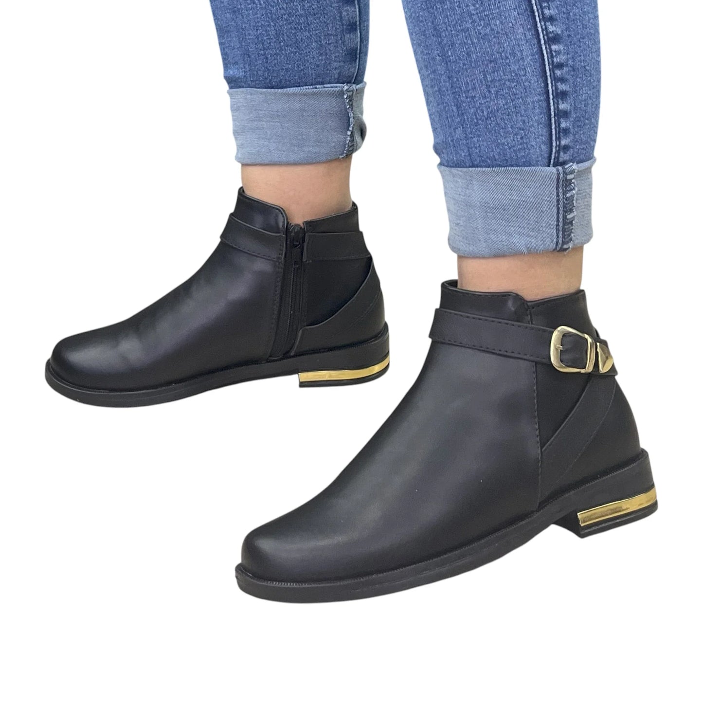 BOTIN PLANO TIFANY NEGRO CON HEBILLA