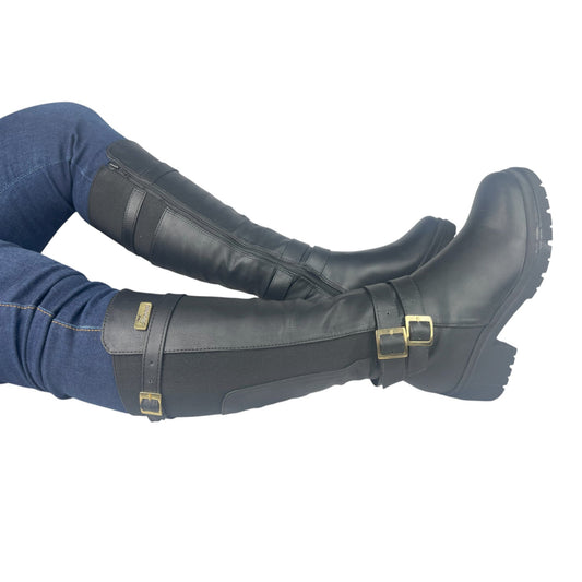 Bota media caña Negra acabado tipo cuero CharlLotte