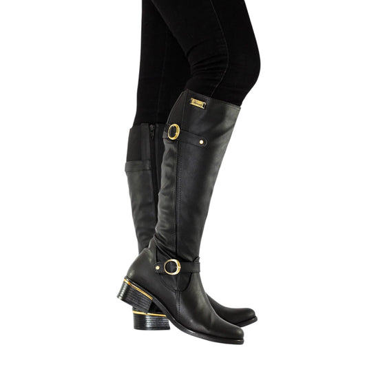 Bota media caña Negro acabado tipo cuero Hanna