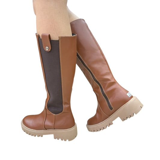 Bota media caña Miel acabado tipo cuero Isabella 3