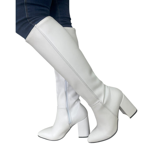 Bota media caña Blanco acabado tipo cuero Luna Puntuda